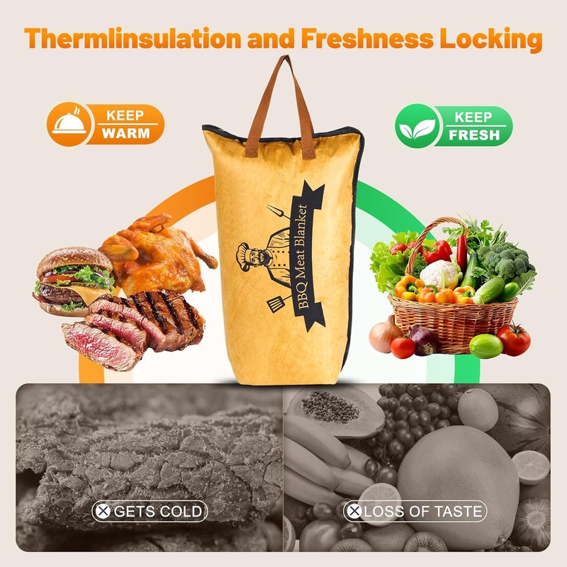 Hobychild BBQ Blanket for Resting Meat, Reusable Smoker Meat Resting Blanket with Grilling Guide, Wide Mouth Smoker Grilling Meat Insulated Resting Bag for Longer Lasting Flavor and Juiciness (BBQ Blanket 21") - Image 3
